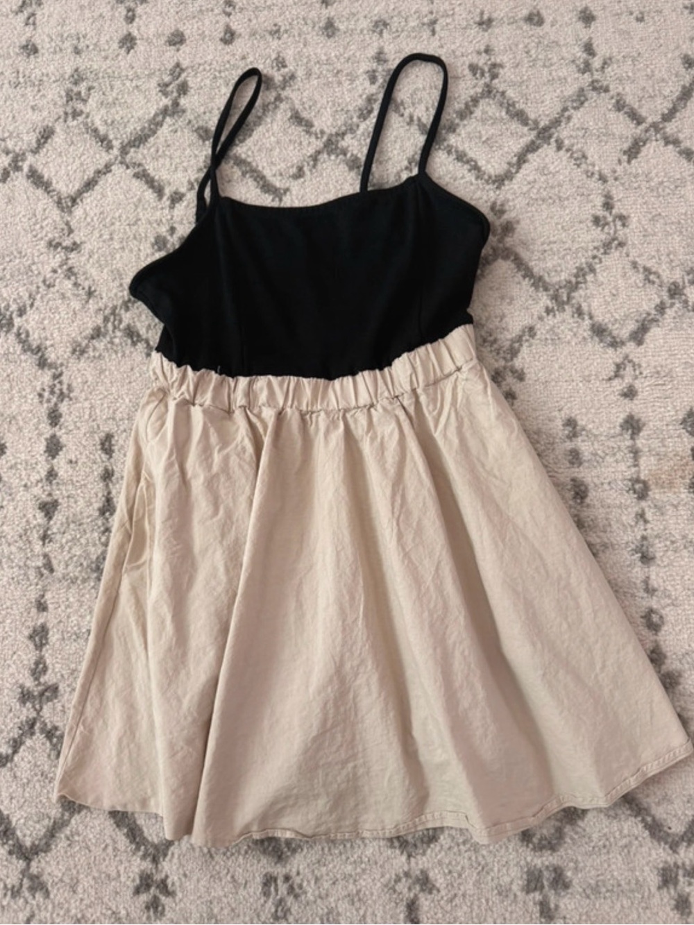 Womens Black & Cream Spaghetti Strap Dress
